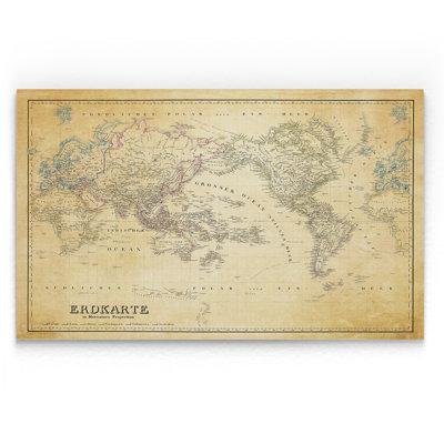 Vintage World Map IV' Parchement' - Single Picture Frame Graphic Art