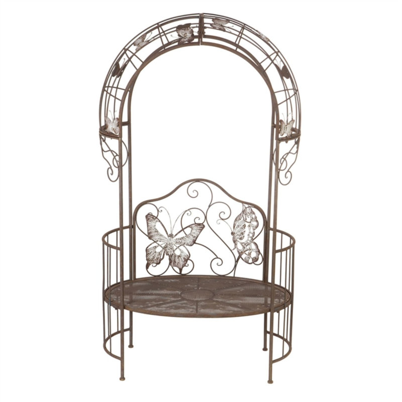 Banc extérieur en métal avec tonnelle arquée