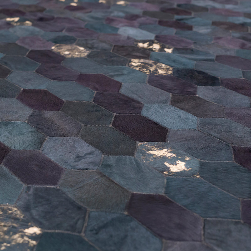 Cowhide Geometric Area Rug, Runner 2'7" x 6'6"