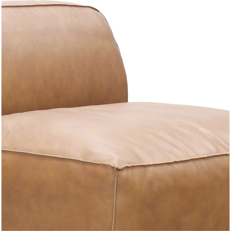 Fauteuil de chambre en cuir véritable Foley, Cuir fleur brun clair