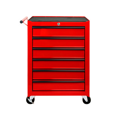 Rolling Metal Tool Chest with 6 Drawers, 20" 6-Drawer Tool Chest Cabinet with Ball Bearing Drawer Slides, Steel Tool Storage Box Organizer -RED