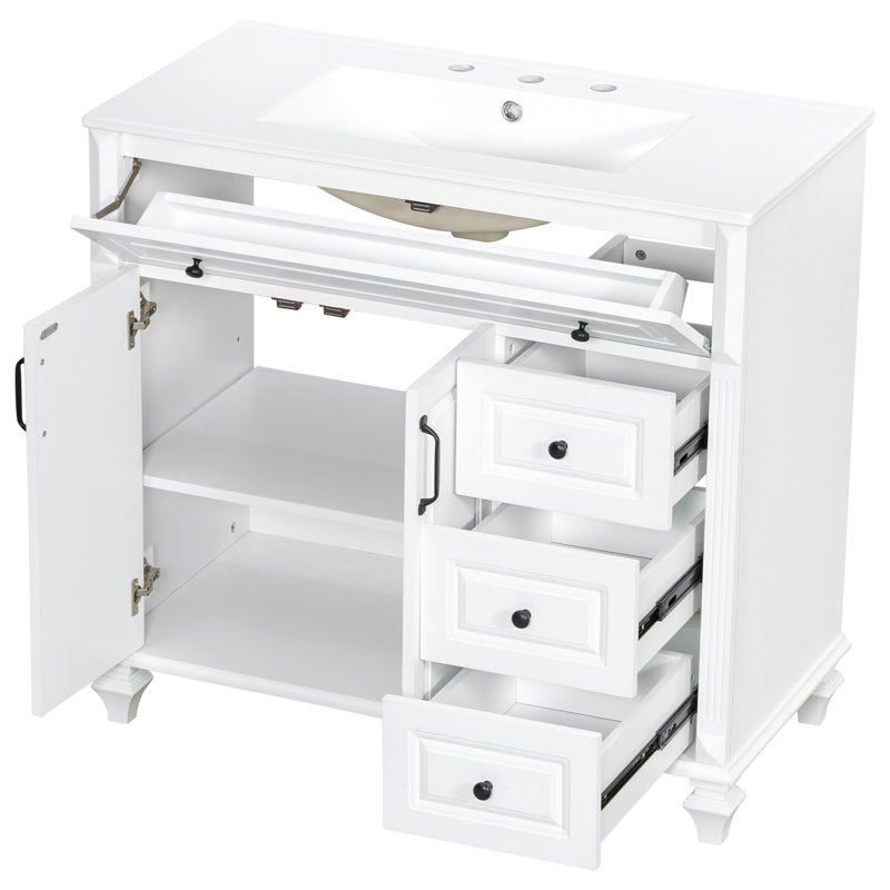 36" Bathroom Vanity with Sink, White