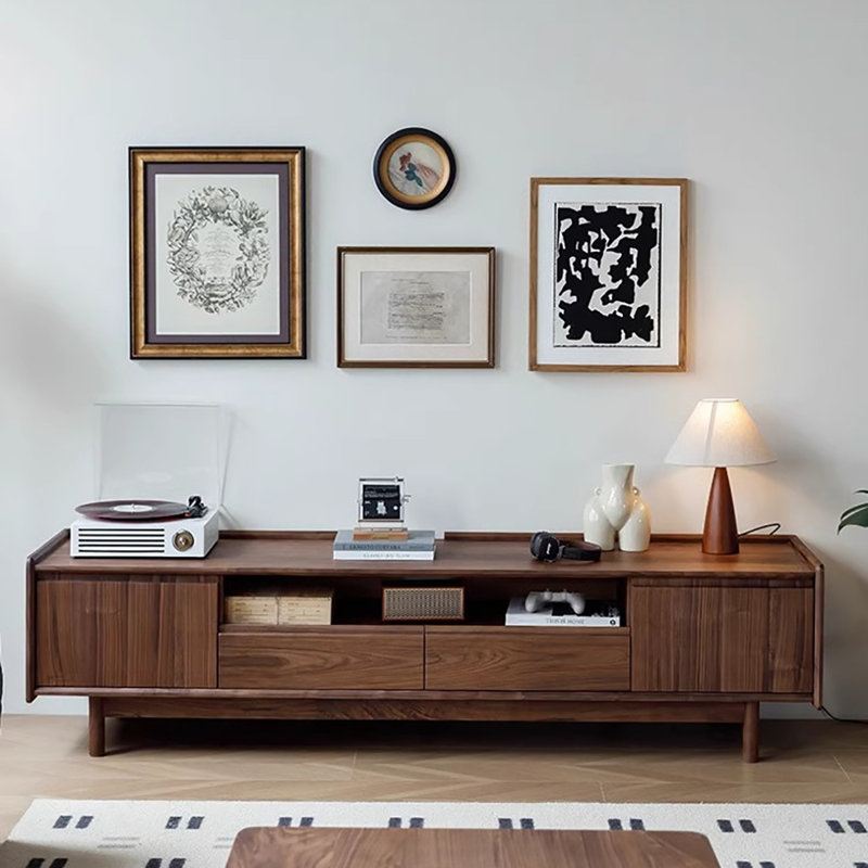 Meuble télé en bois de frêne, 70.9"
