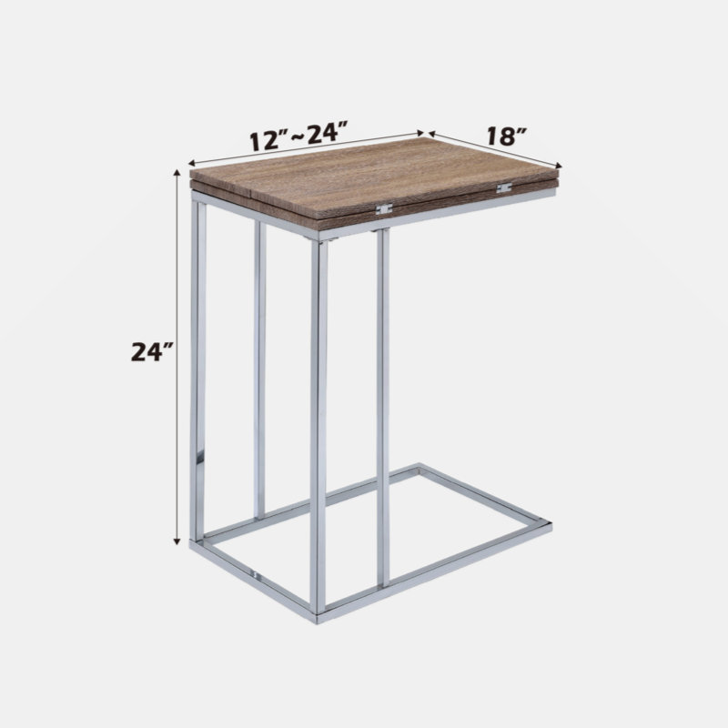 Benkley Contemporary Rectangular 24"H End Table in Weathered Oak and Chrome