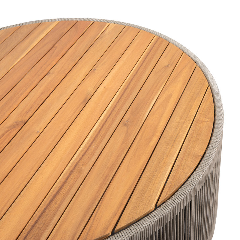 Table basse d'extérieur en bois d'acacia avec côtés en corde Layton