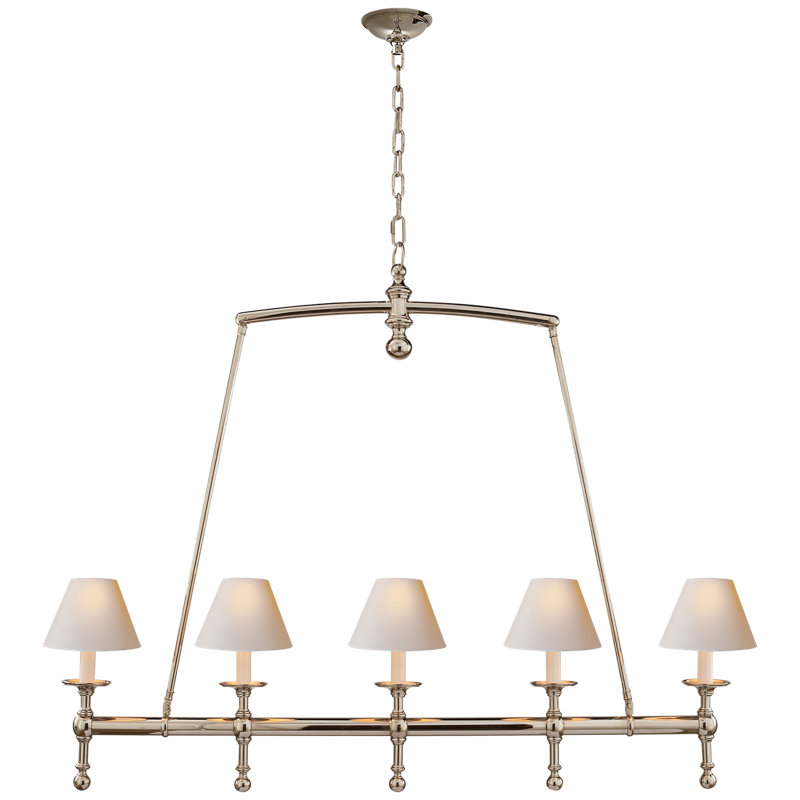 Chapman & Myers Classic Linear Chandelier, Polished Nickel, Fabric