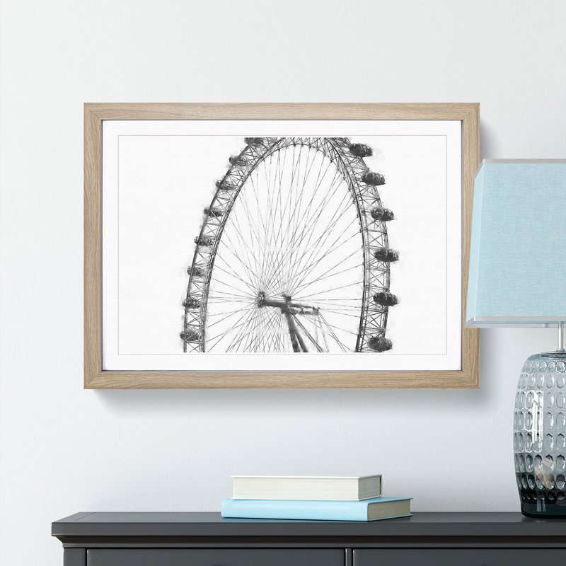 The London Eye London - Picture Frame Painting Print, Oak Framed, 62cm H x 87cm W x 2cm D