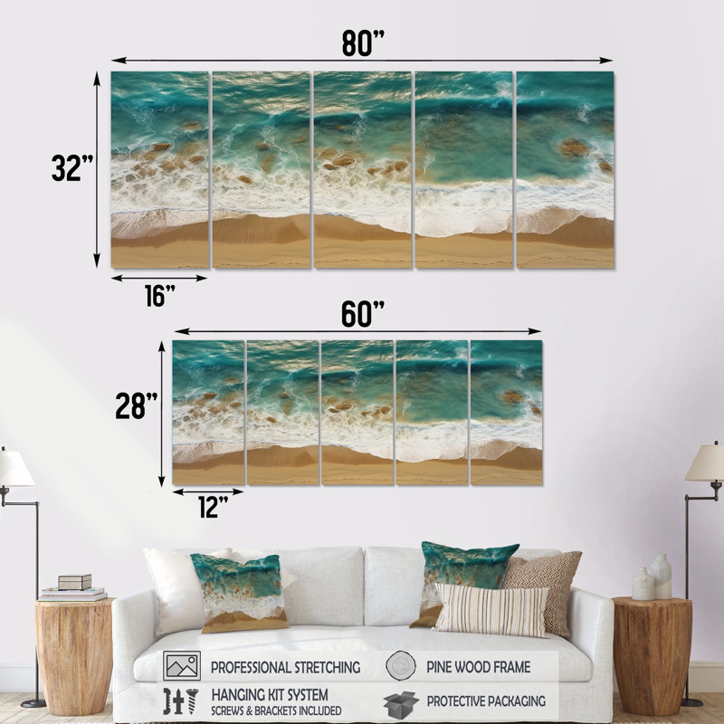 Ensemble de 5 décorations murales Tranquil Waves, H 32 po x l 80 po