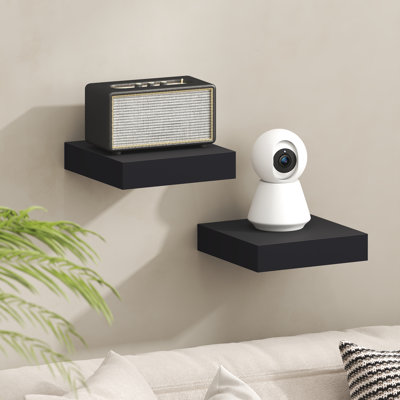 Ensemble de 2 étagères murales flottantes, tablette murale 9 x 9, tablette flottante fixée au mur avec support invisible, épaisseur 2 pouces, pour salle de bain, salon, chambre, bureau à domicile, style américain