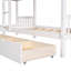 Lit superposé simple en forme de L pour quatre personnes, fabrication en bois massif, blanc pur avec tiroirs de rangement