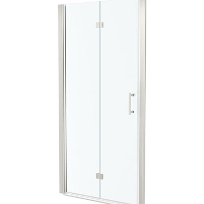 Porte de douche l 30 po x H 72 po, nickel brossé, solution de salle de bain peu encombrante pour les petits espaces pliables H 72 po dans le sens réversible