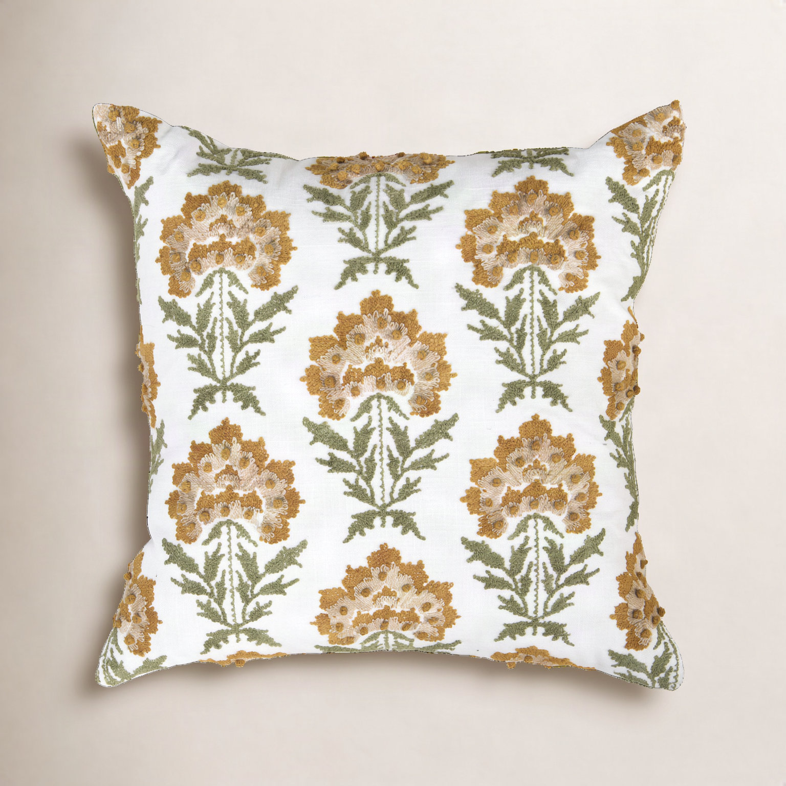 20" x 20" Cotton Throw Pillow, Gold/Green, Down Alternative