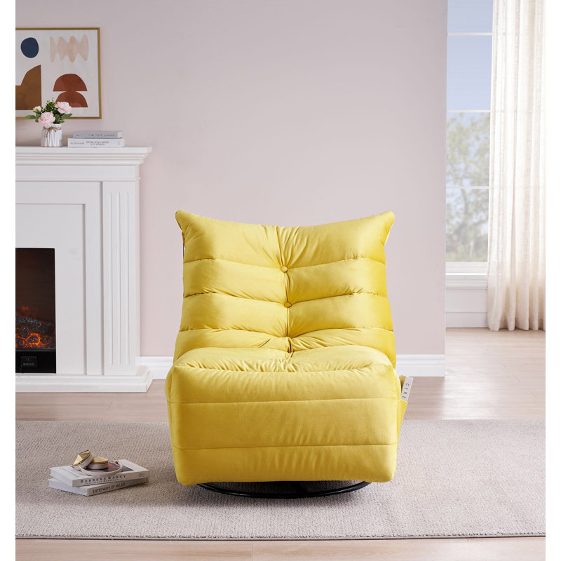 Lazy Luxury In A Small Space: Modern Rotatable Lounge Chair With Side Pocket, Perfect For Reading & Relaxing In Style, Yellow