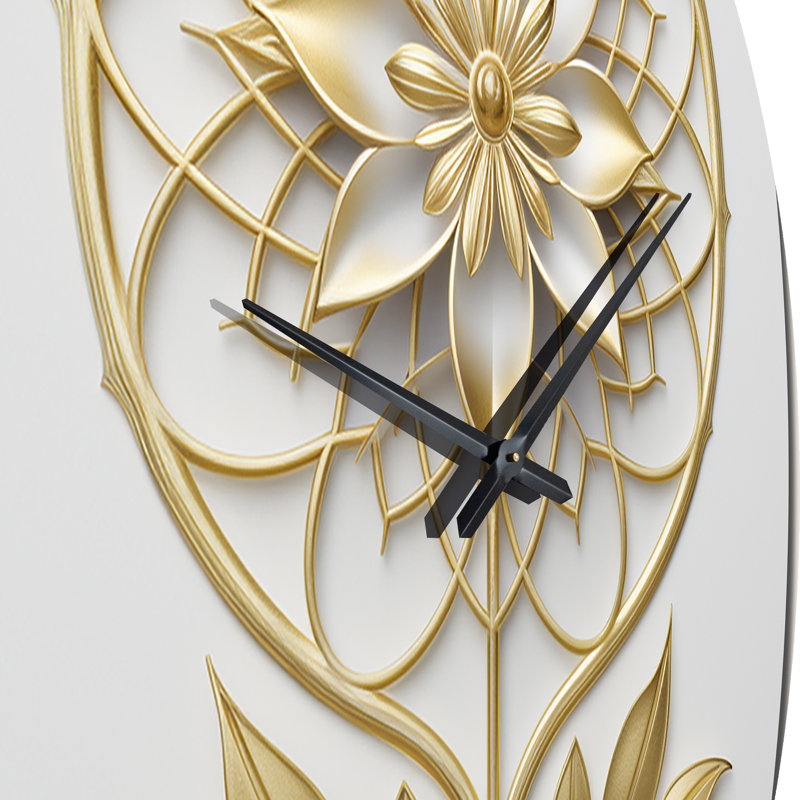 Shivendra - Horloge murale botanique abstraite, H 23 po x l 23 po