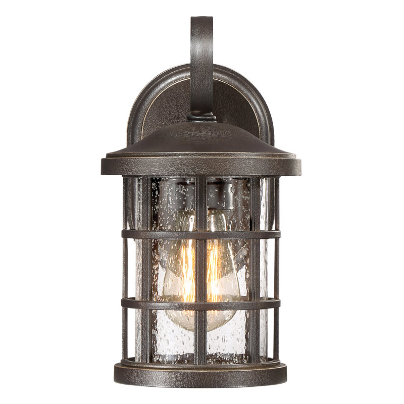 Lanterne murale d'extérieur en verre Auted Autry, Bronze palladien, H 11 po x l 6 po x P 7,75 po