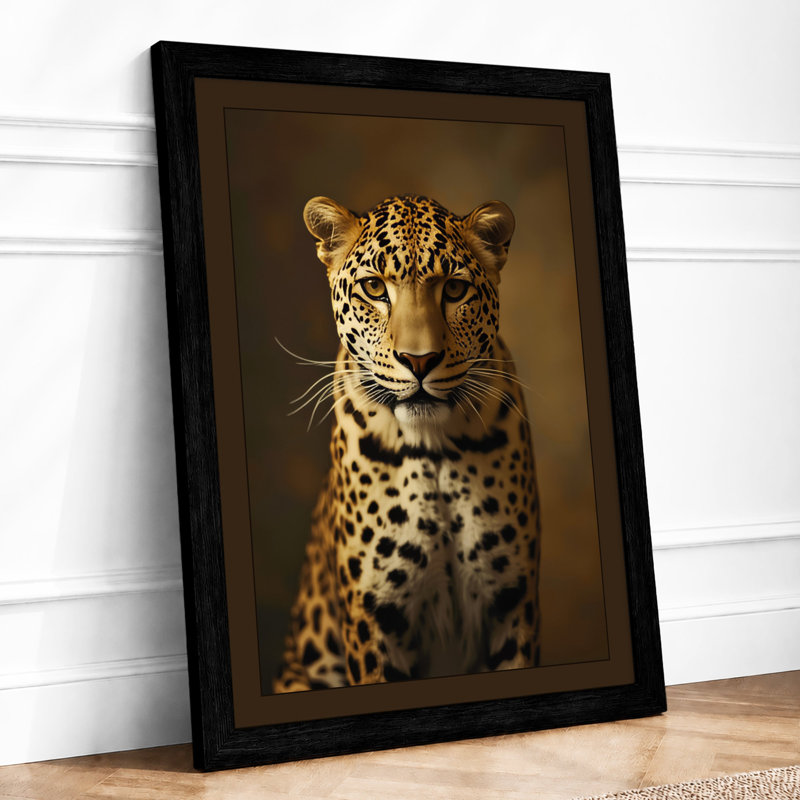 Leopard Gaze Boho - Framed Print, A1 - 84.1 x 59.4 cm, Black