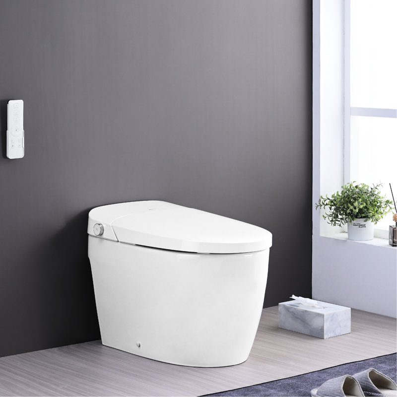 Ceramic Smart Toilet, Night , Blackout Flush, Side Knob Flush. 15.41In Width, 30.9In Package Depth Self-Cleaning Nozzle Warm Air Dry, . White Ceramic, 27.03In Deep,