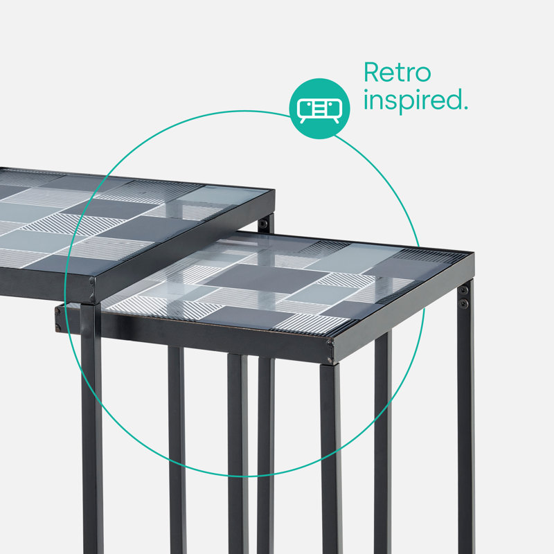 Kavic Glass Top Frame Nesting Tables