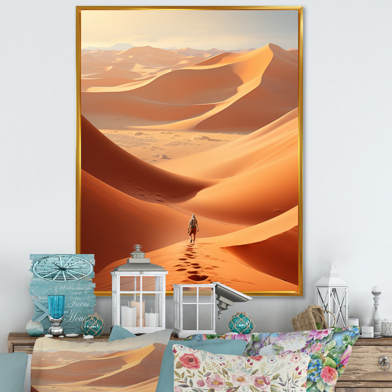 Desert Dunes III, reproduction d'art sur toile, H 40 po x l 30 po x P 1,5 po, Cadre flottant doré