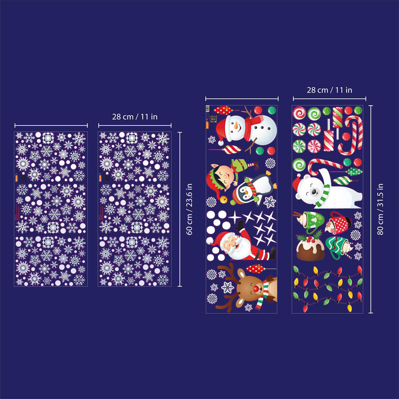 Santa Friends with Snowflakes Christmas Window Decal