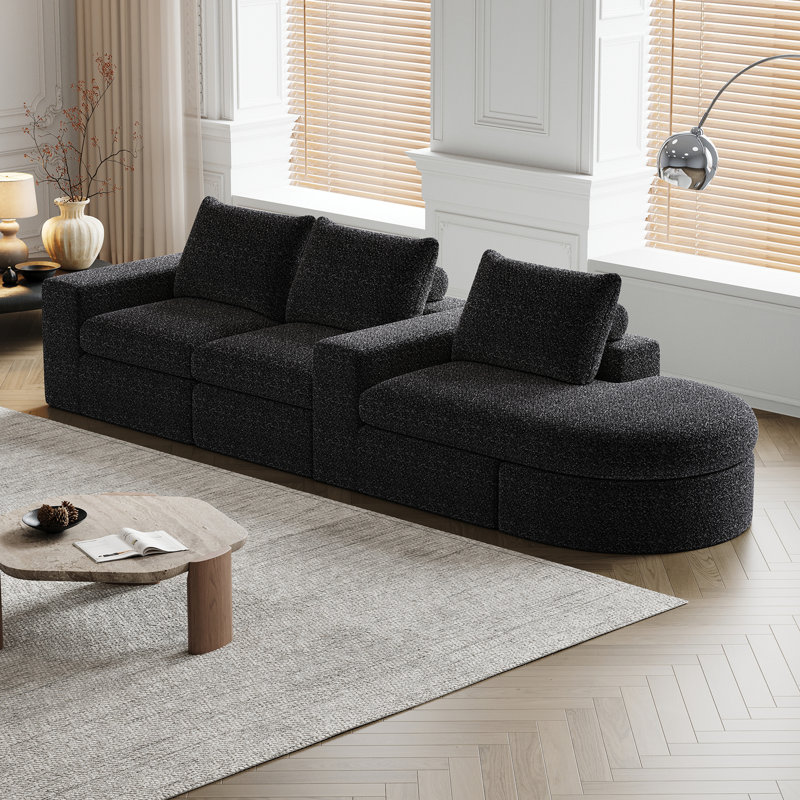 Canapé modulaire Chenille, Chenille noir