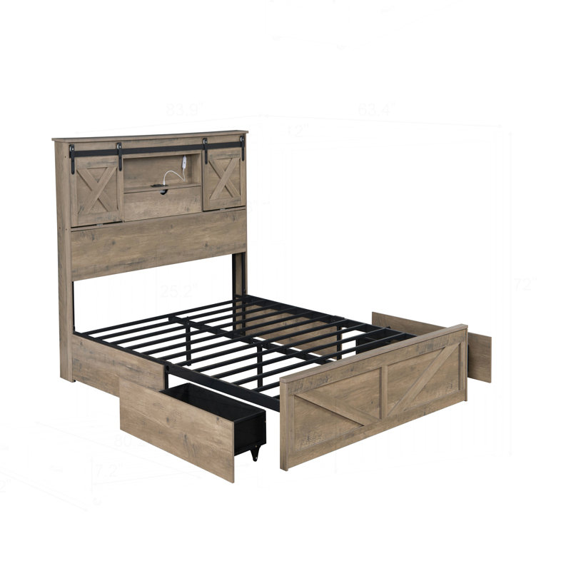 Charmant grand lit de ferme avec caractéristiques avancées et options de rangement
