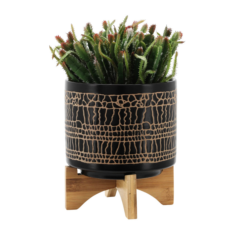 Jardinière en céramique émaillée avec support, rehaussant votre piscine et votre jardin, polyvalente et adaptée à la chambre à coucher