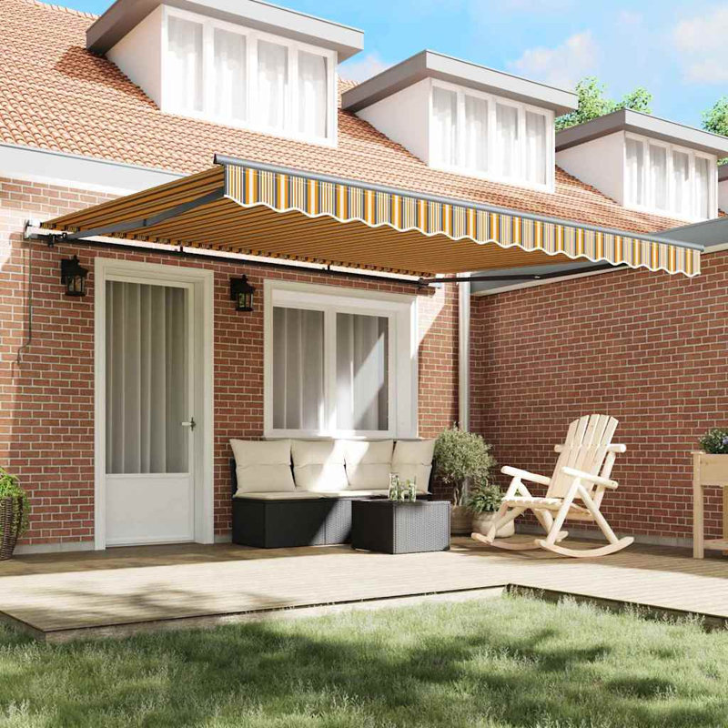 Retractable Awning, 400 cm W x 350 cm D, Yellow/Brown/Anthracite