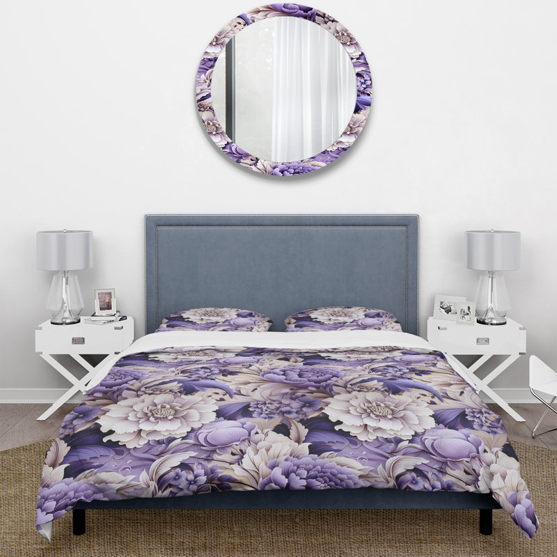 Literie mauve à motif persan mauve, Housse de couette pour très grand lit et 2 très