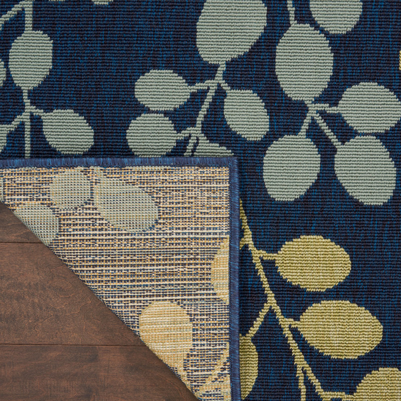 Tapis intérieur / extérieur bleu marine Caral, Rectangle 2 pi 6 po x 4 pi