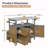 54.33" Farmhouse Rolling Outdoor Kitchen Cart, Solid Wood Frame With Stainless Steel Top, Spice Rack, Towel Rack, Lockable Wheels & Multi-Functional Storage For Patio, Backyard BBQ & Kitchen-1755882445