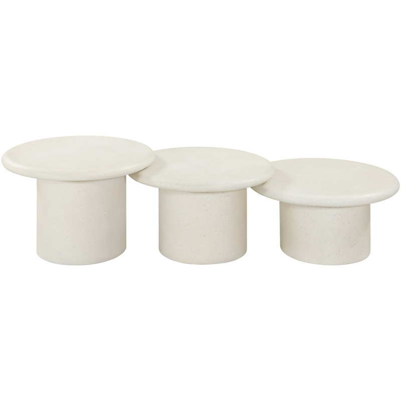 Emara Jacquelen Béton 3 pièces Table basse intérieure / extérieure, Crème, crème