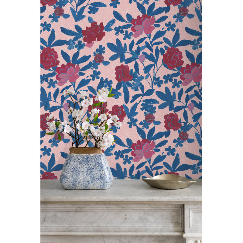 Paule Marrot Floral Wallpaper Double Roll, Light Pink