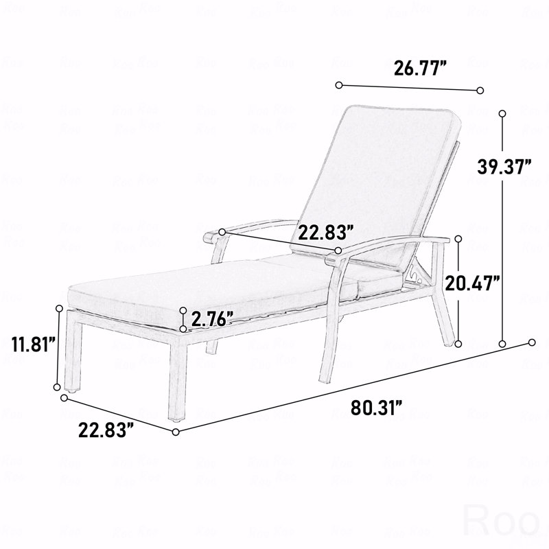 Chaise longue d'extérieur, fonte d'aluminium, Bleu