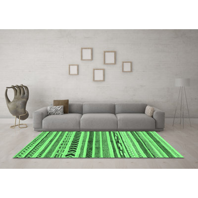 Tapis lavables à la machine à motif abstrait vert émeraude 2302