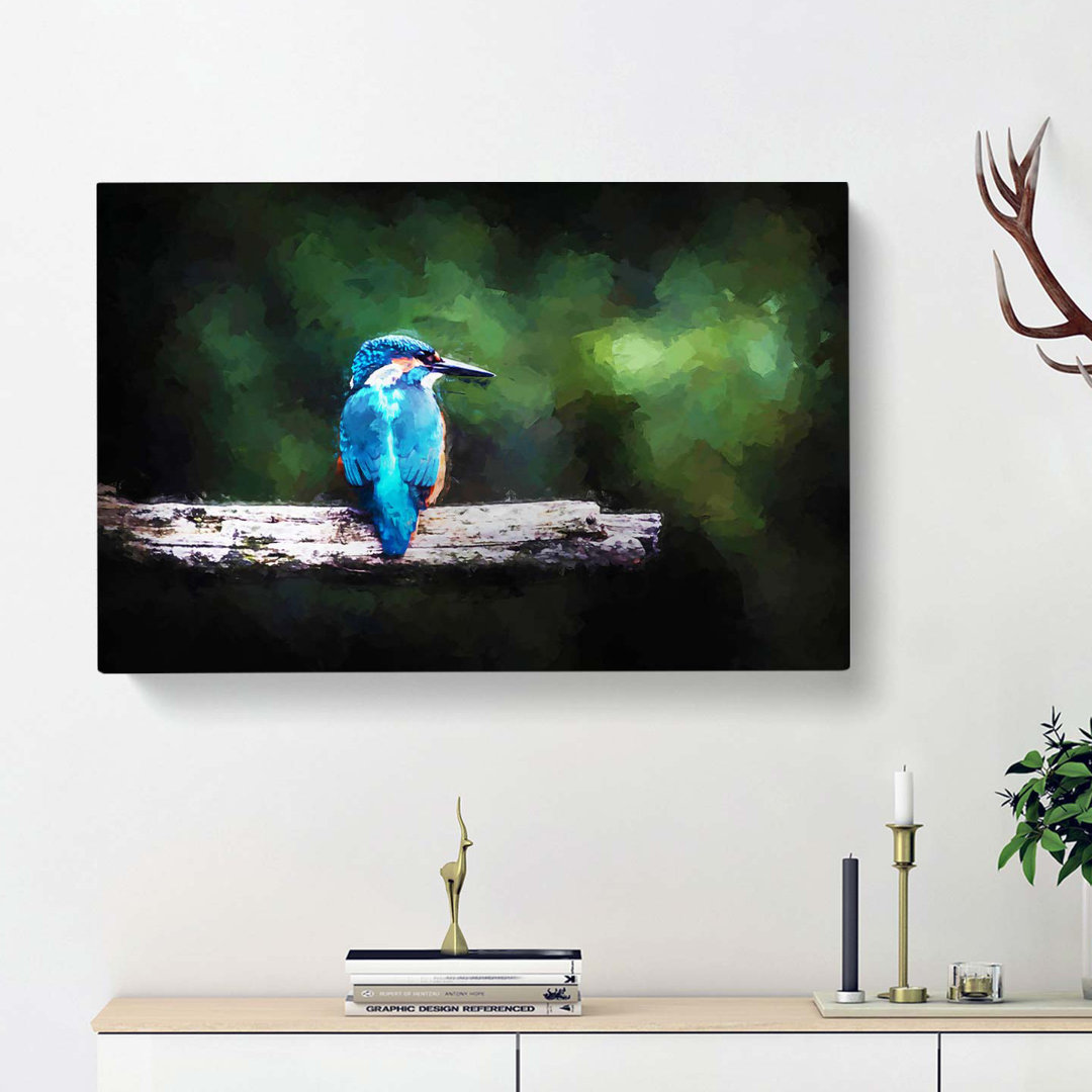Kingfisher Looking West In Abstract - Wrapped Canvas