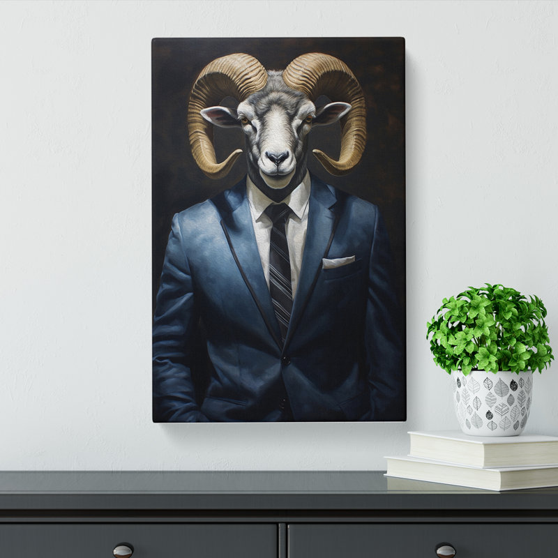 Ram Sheep In A Suit - No Frame Print, 50cm H x 35cm W x 3cm D
