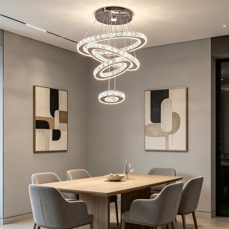 Modern LED Ring Crystal Chandelier
