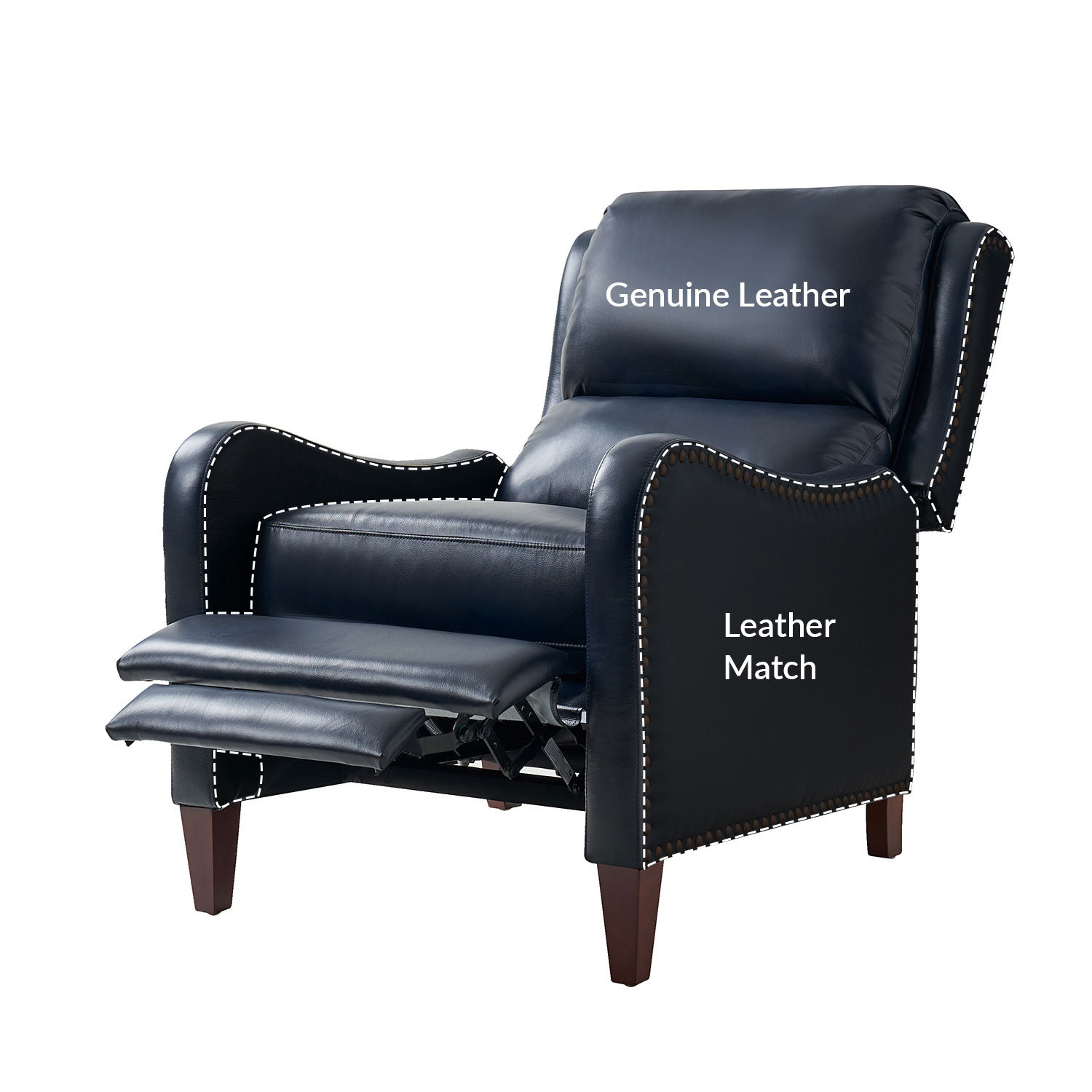 Beecher 28.75" Wide Leather Club Recliner, Navy Full Grain Leather