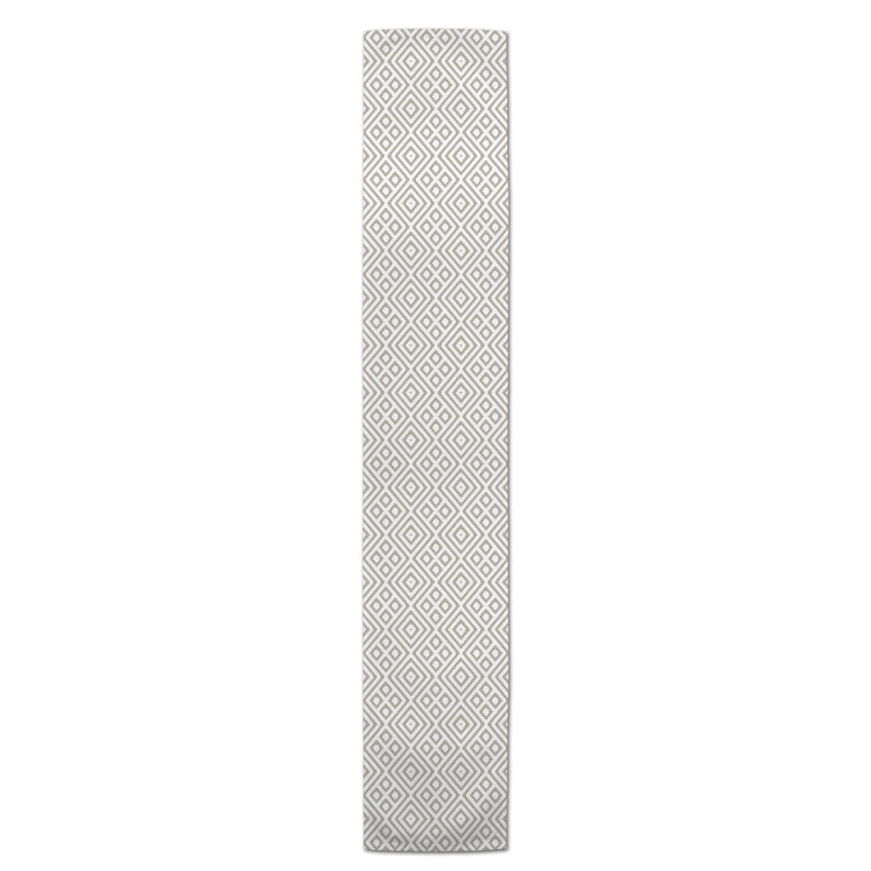 Chemin de table en losanges pointillé Nalston, 90 po x 16 po, Kaki, Geometric
