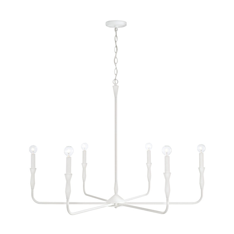  Lustre géométrique de style bougie, Blanc texturé, H 30,5 po x l 41 po