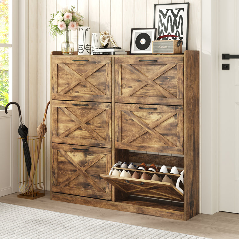 Grande armoire de rangement pour chaussures, Brun