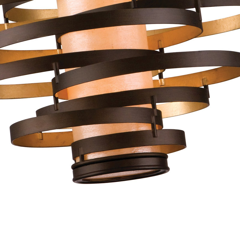 Vertigo 30" Bronze and Gold Leaf Crystal Pendant Light