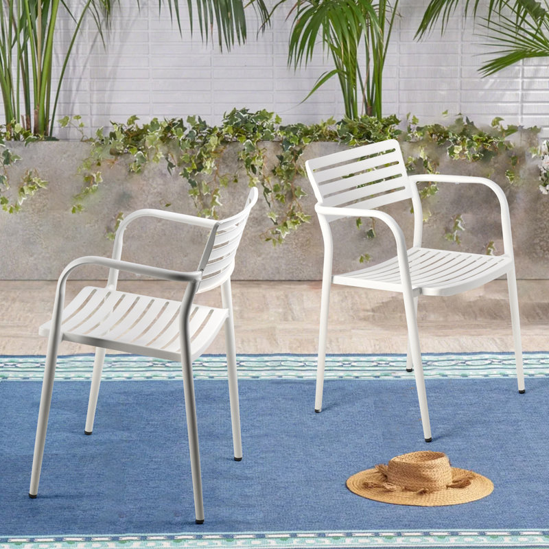 Kaylagh Metal Outdoor Stacking Dining Armchair