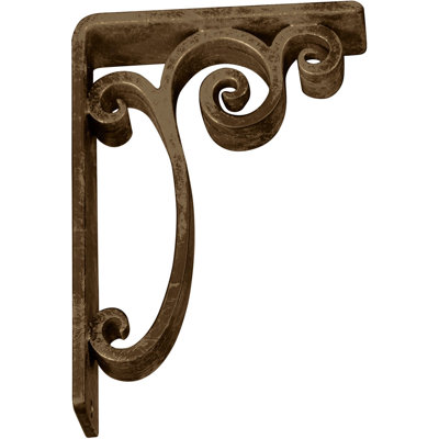 2"W x 5 1/2"D x 8"H Avery Wrought Iron Bracket, (Triple center brace), Antiqued Brass