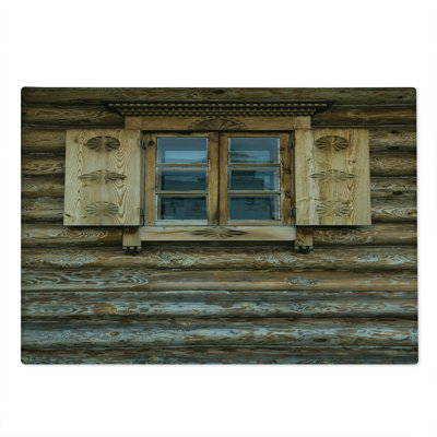 Ambesonne Rustic Cutting Board Large Size Wooden Cottage Shutter Brown Beige