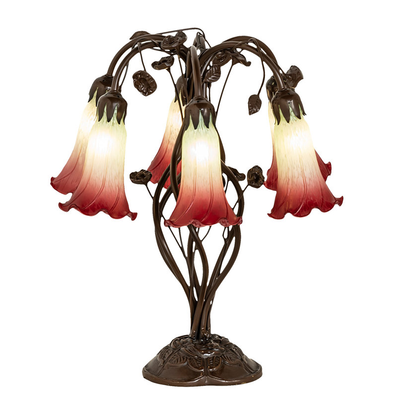 Pond Lily Table Lamp, Seafoam/Cranberry