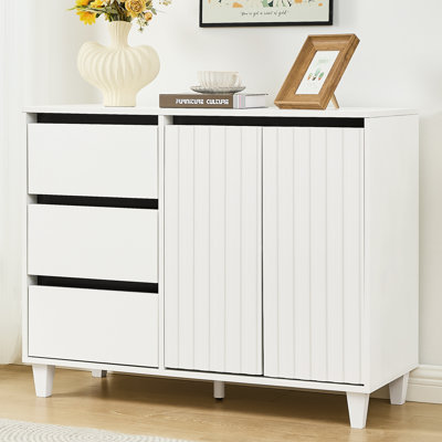 Buffet avec tablette réglable et 3 tiroirs, armoire de style moderne