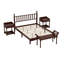 Ensemble de chambre à coucher de style rétro 4 pièces, grand lit plateforme avec tête de lit en forme de gourde, table de chevet et banc avec pieds tournés-1787215455-1795262455