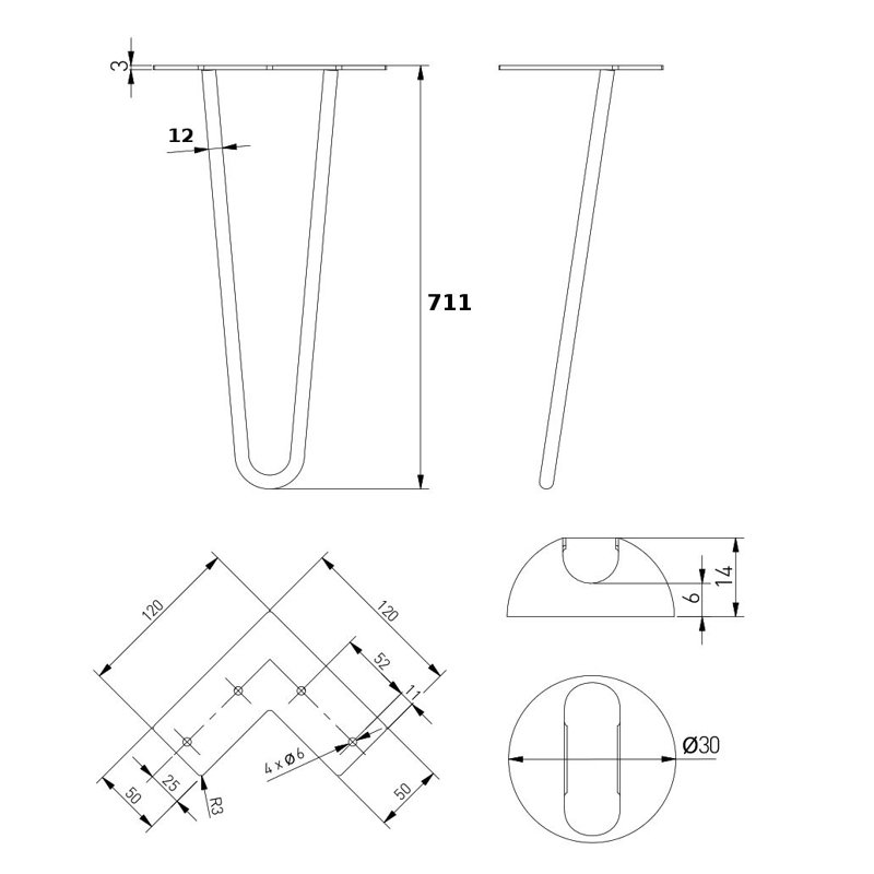 Dimson Table Leg Harpin